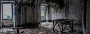 finestre, tavolo, rudere, abbandono, interno, legno, muri, pavimento, sporcizia, scarpa, degrado, stanza, piastrelle, rovine